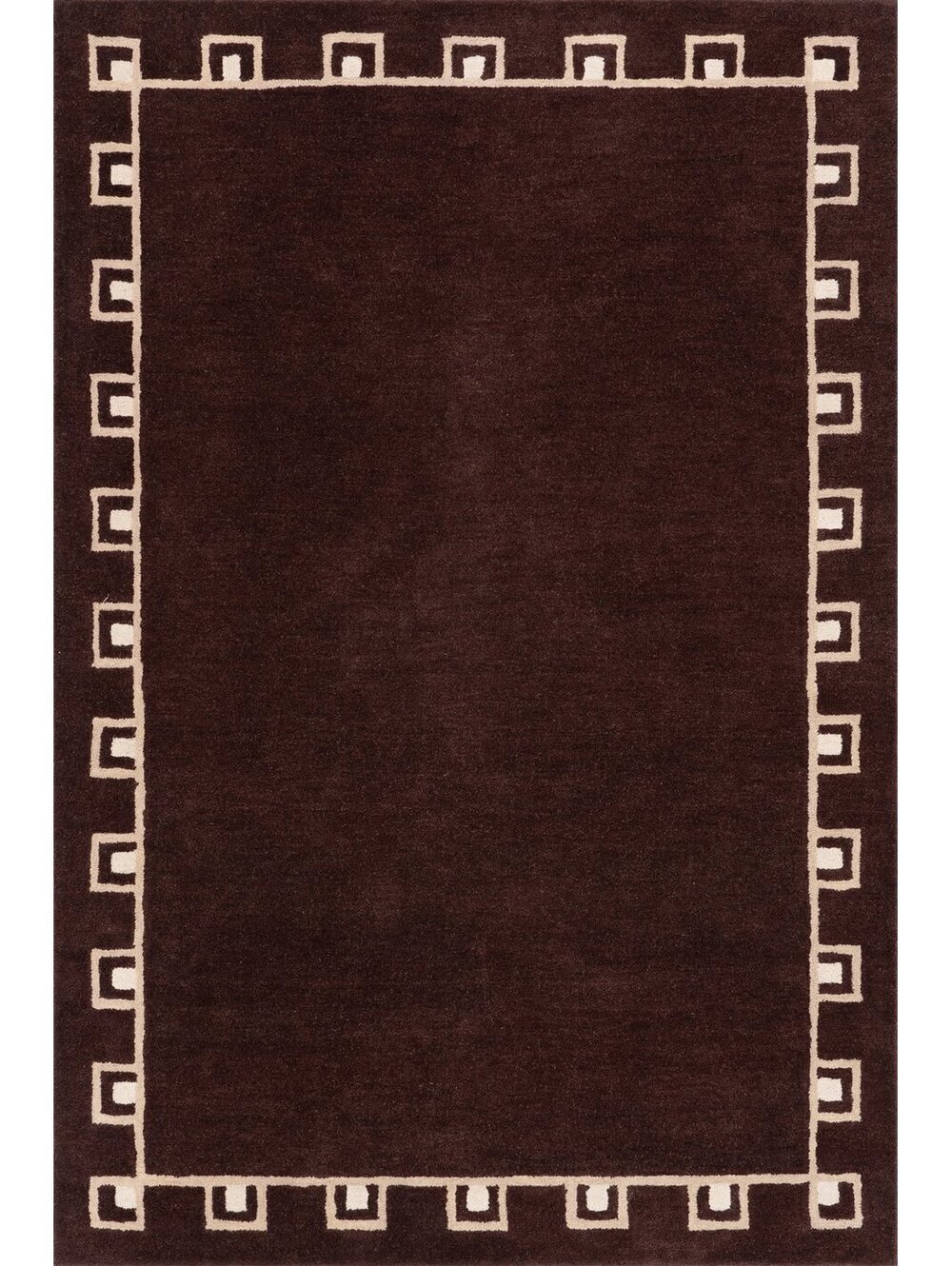 Rugs USA Yves Bordered Wool Rug by Nate Berkus | Dark Brown Rug Size 7'6"x9'6"